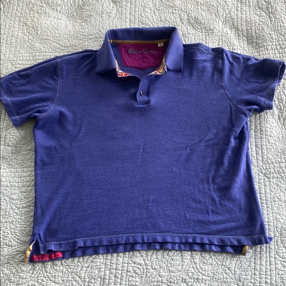 Robert Graham Blue Polo Shirt with Classic Collar and Relaxed Fit - Picture 1 of 6